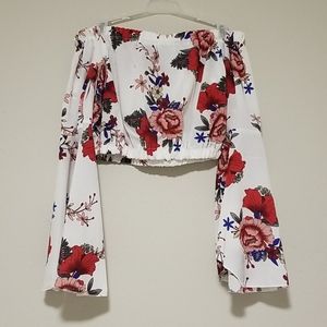 SheIn long sleeve off the shoulder crop